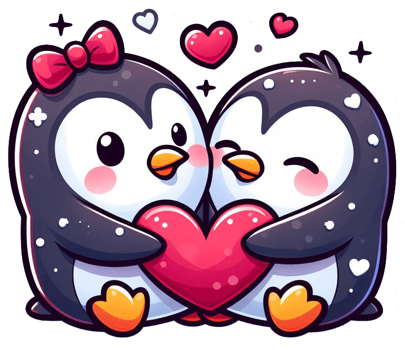 Charming Penguins Valentine's Sticker 