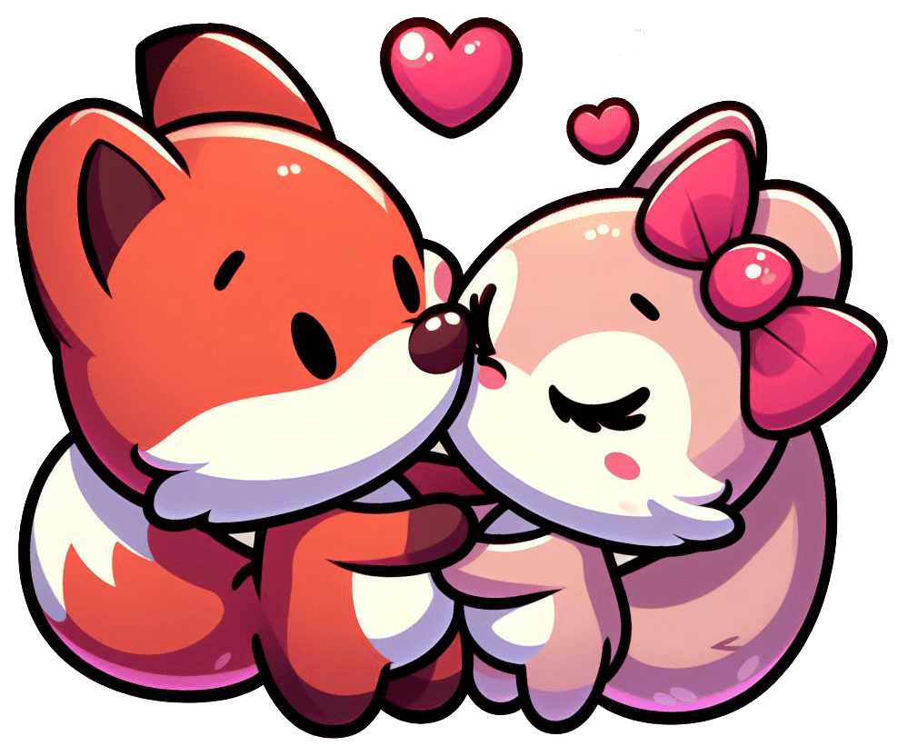Cuddly Foxes Valentine's Sticker 