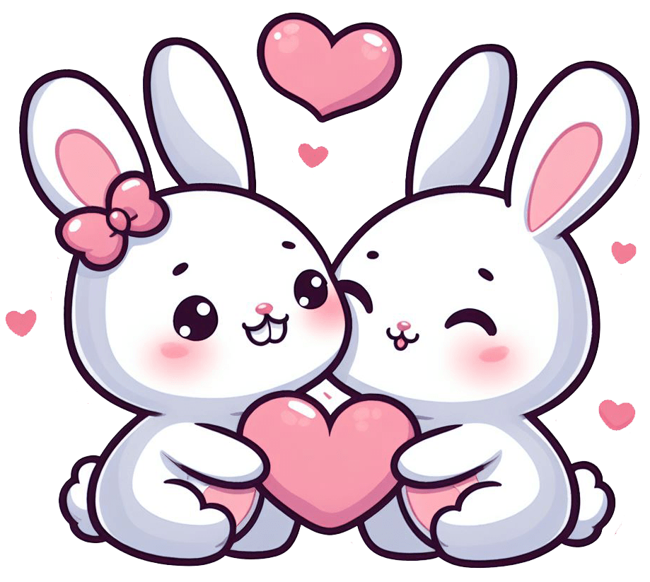 Adorable Bunnies With Heart Sticker 