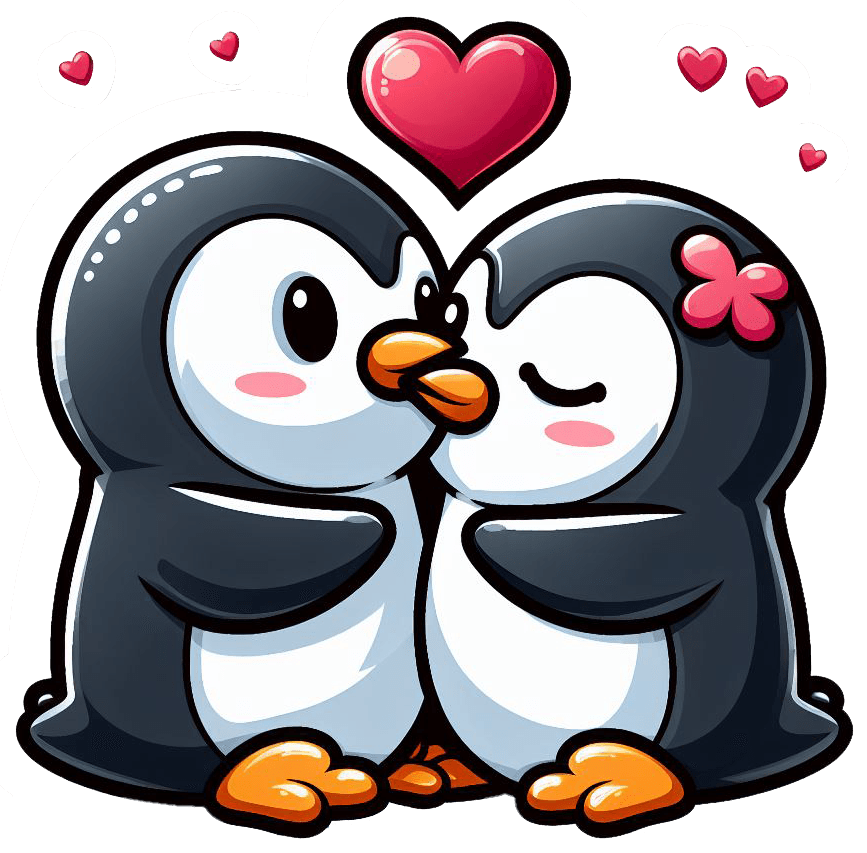Romantic Penguins With Heart Balloon Sticker 