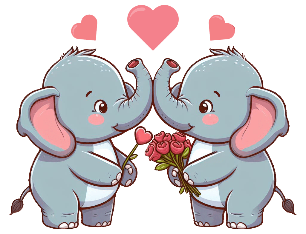 Elephant Couple With Roses Sticker 
