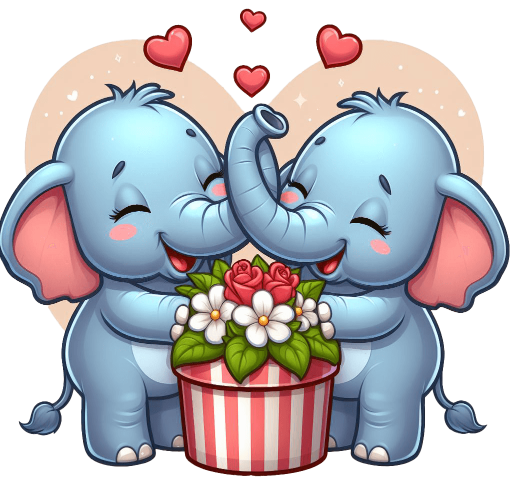 Joyful Elephant Duo Valentine's Sticker 