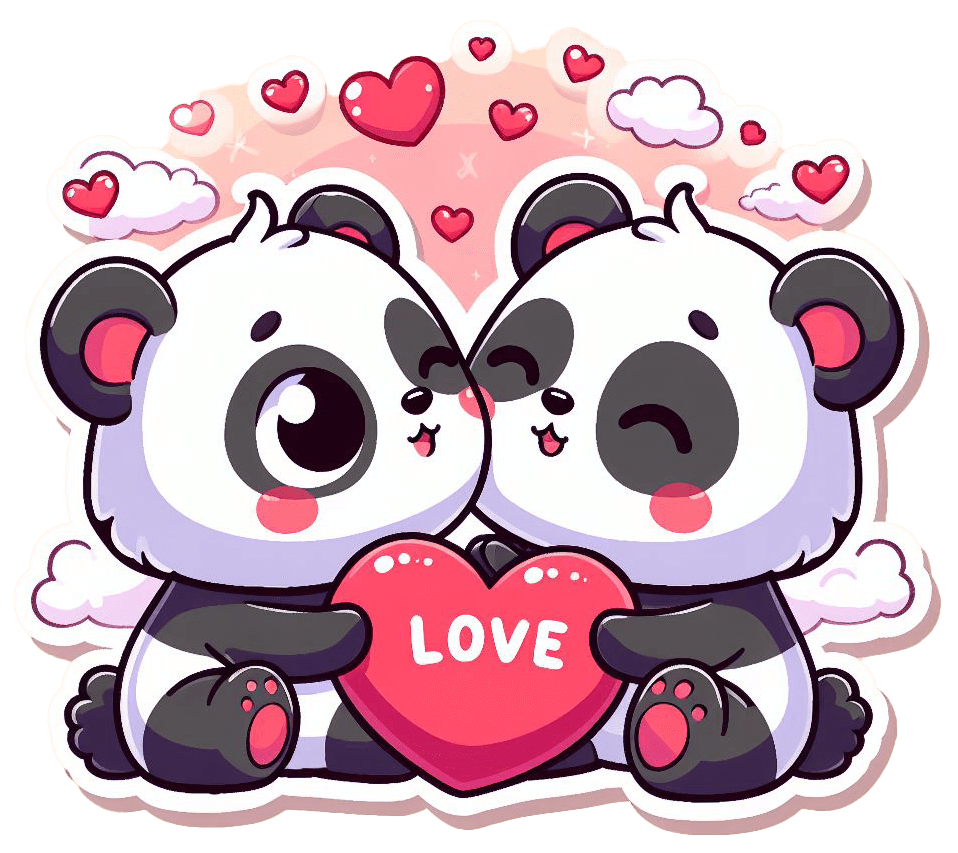 Loving Panda Couple Valentine's Sticker 