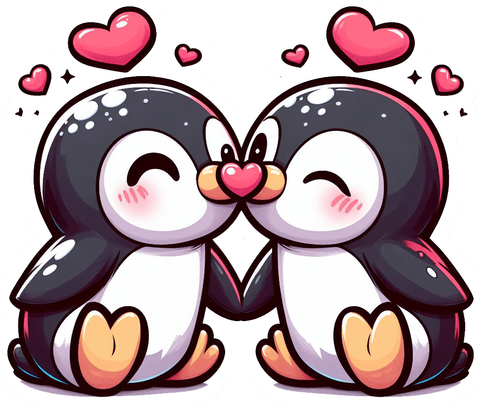 Playful Penguins Heart Sticker 