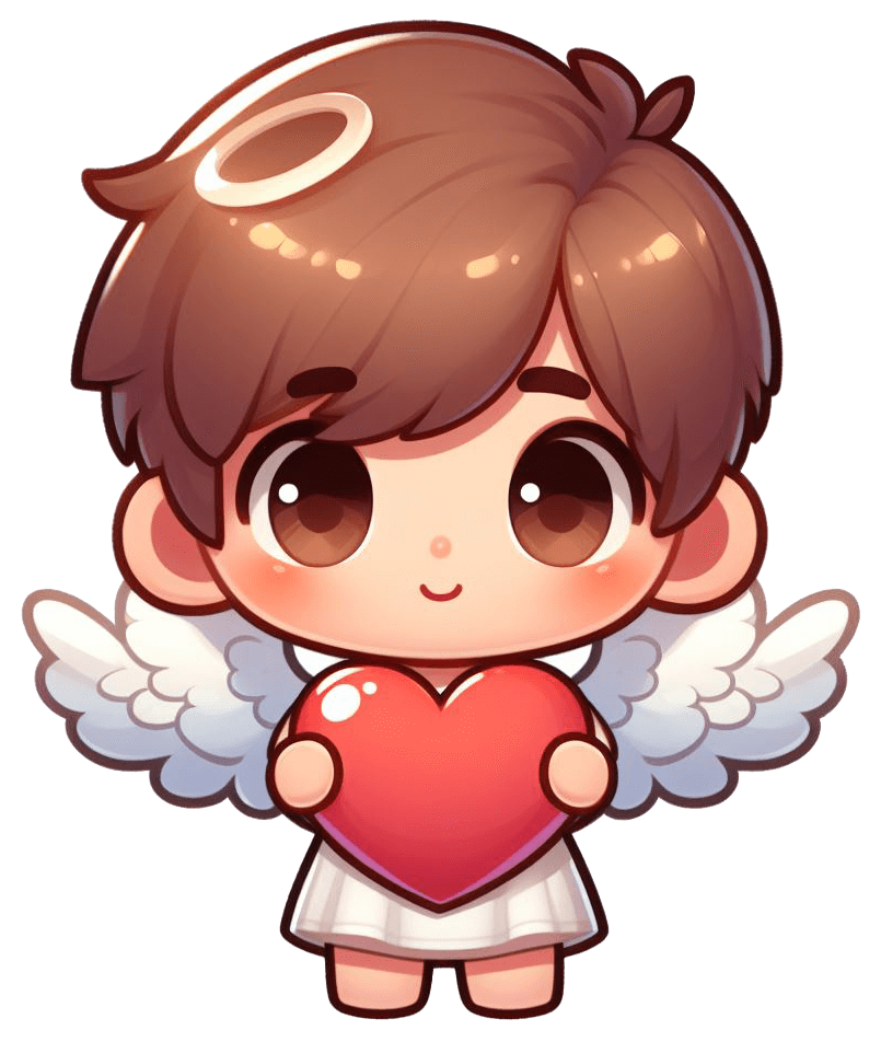 Cheerful Angel With Valentine Heart Sticker 