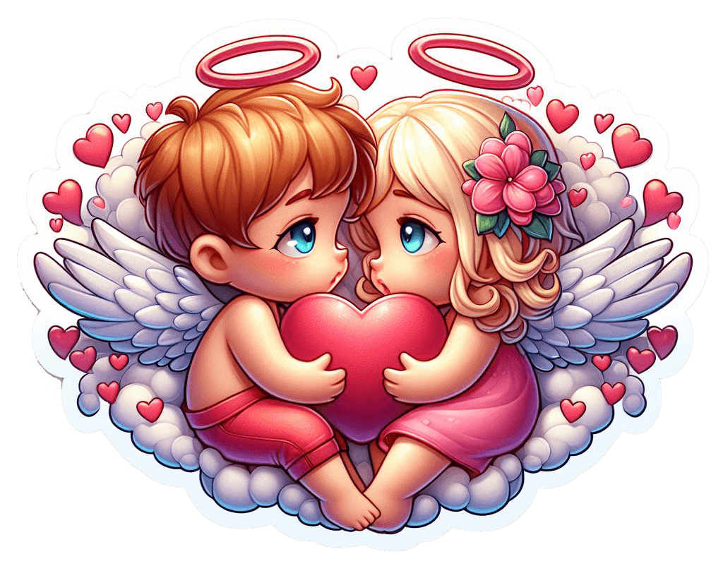 Heartful Embrace - Cupid Angels Valentine's Day Sticker 