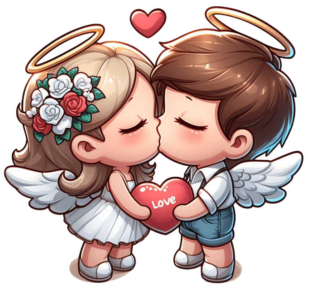 Angel Couple Kissing Valentine's Sticker 