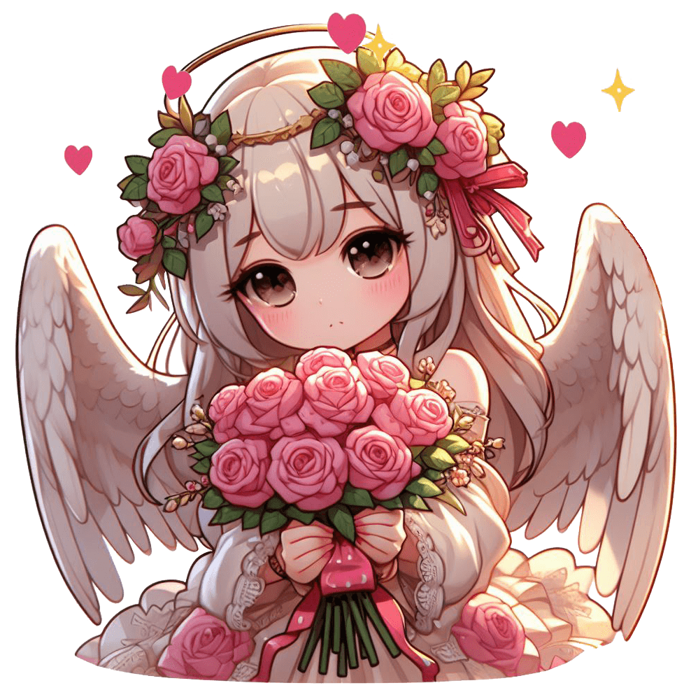 Bridal Angel With Roses Sticker 