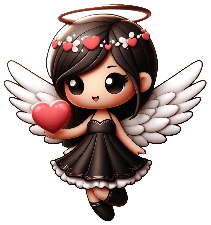 Adorable Love Angel Sticker With Heart 