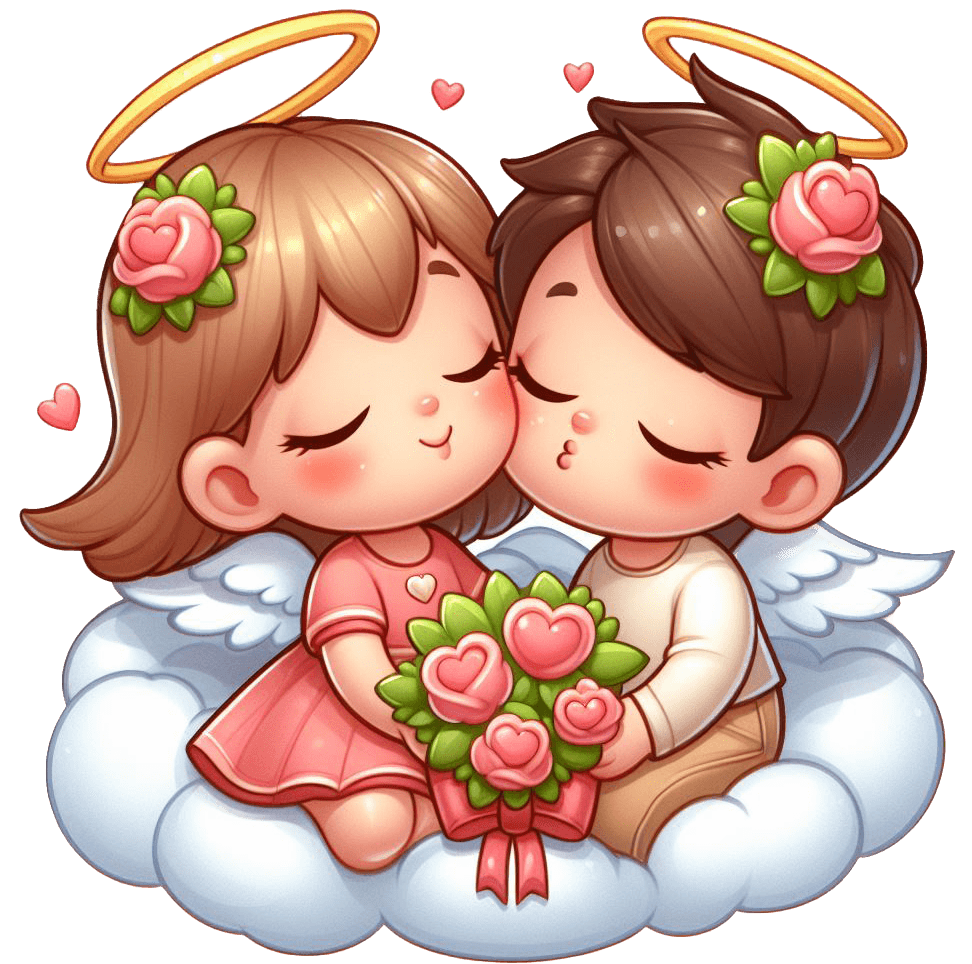 Angelic Love On Cloud Valentine's Sticker 