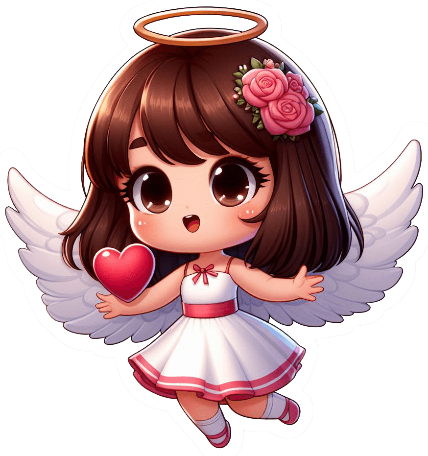 Heartwarming Angel With Love Heart Sticker 