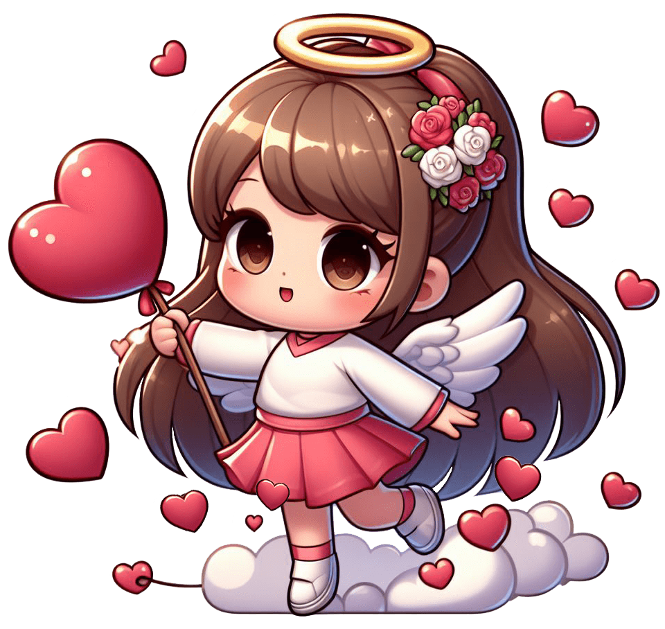 Cute Angel With Balloon Hearts Sticker 
