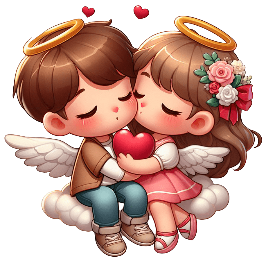 Loving Angel Pair With Heart Sticker 