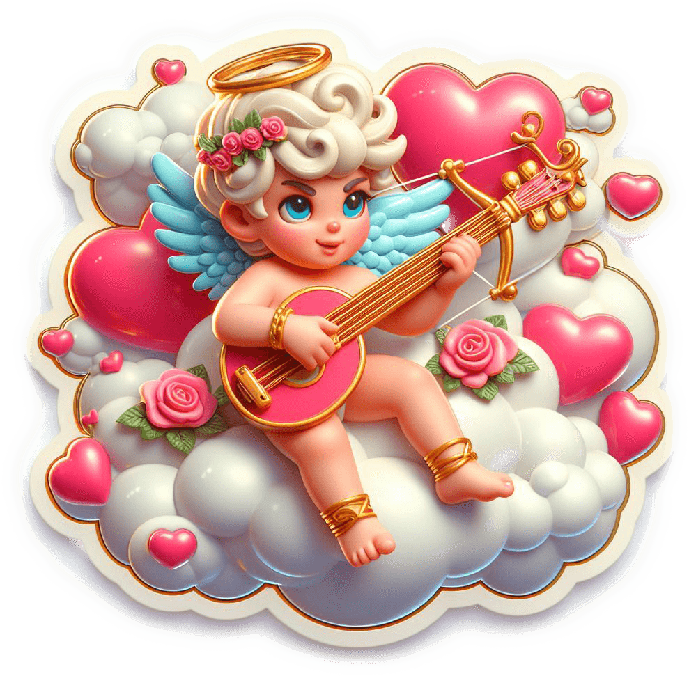 Serenading Cupid - Romantic Valentine's Sticker 
