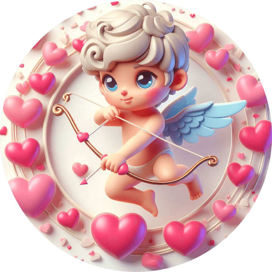 Loving Cupid With Heart Frame Sticker 