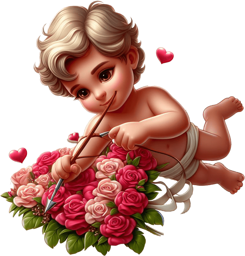 Rose Bouquet Cupid - Romantic Gesture Sticker 