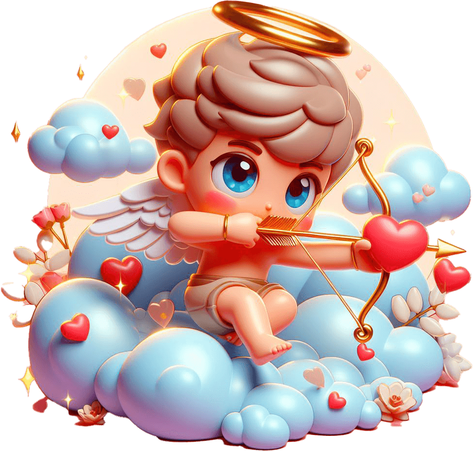 Dreamy Cupid On Clouds - Love Sticker 
