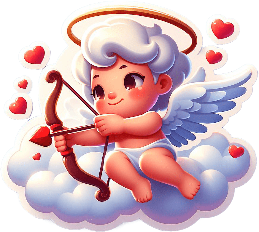 Shy Cupid - Adorable Valentine's Sticker 