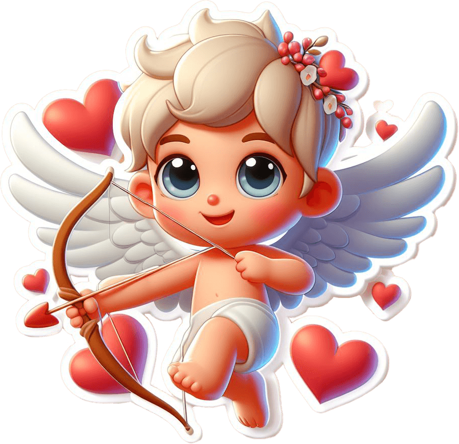 Enchanting Cupid With Floral Adornment - Valentine's Sticker 