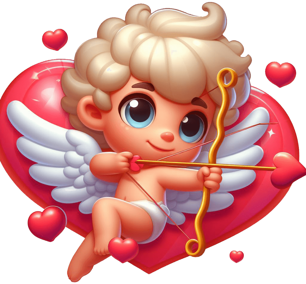 Heart Balloon Cupid - Playful Valentine's Sticker 