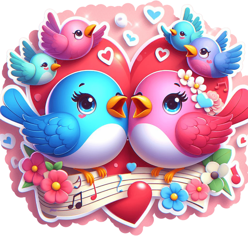 Serenade Of Love Birds - Valentine's Sticker 