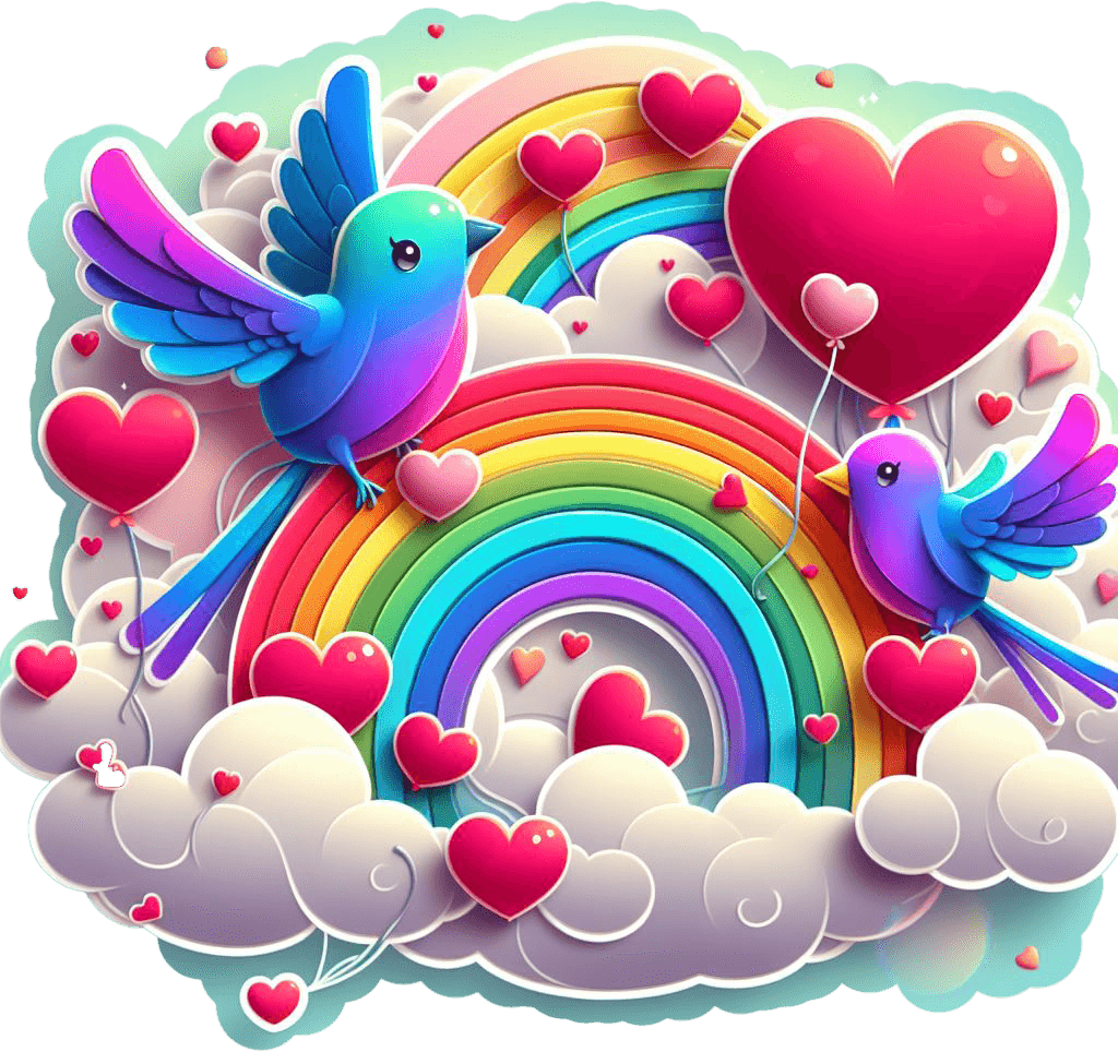 Rainbow Love Birds - Valentine's Day Sticker 