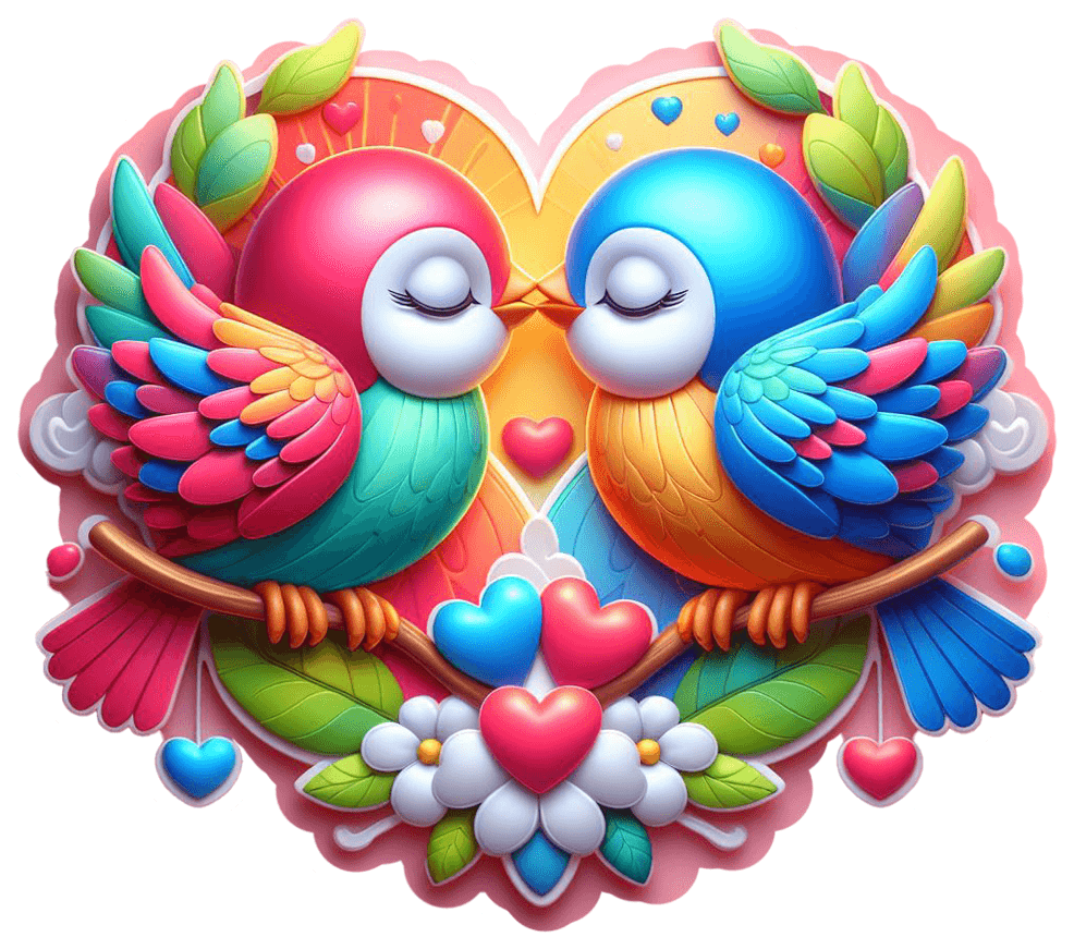 Romantic Floral Love Birds Valentine's Sticker 
