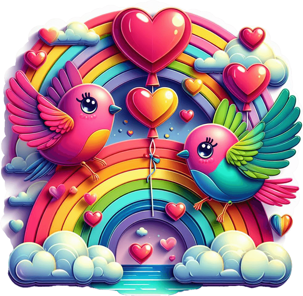 Rainbow Harmony - Love Birds Valentine's Sticker 