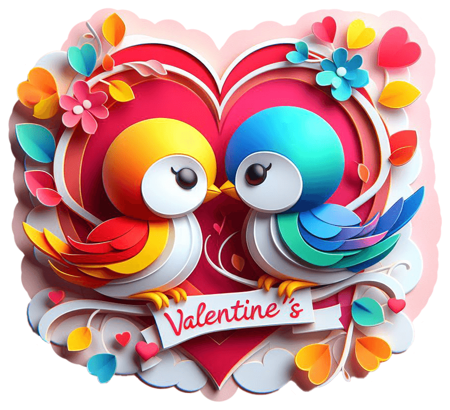 Heartfelt Lovebirds With Banner Valentine's Day Sticker 