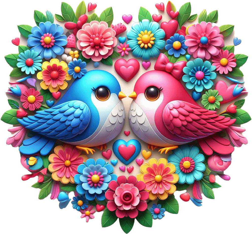 Circle Of Love Birds Floral Valentine's Sticker 