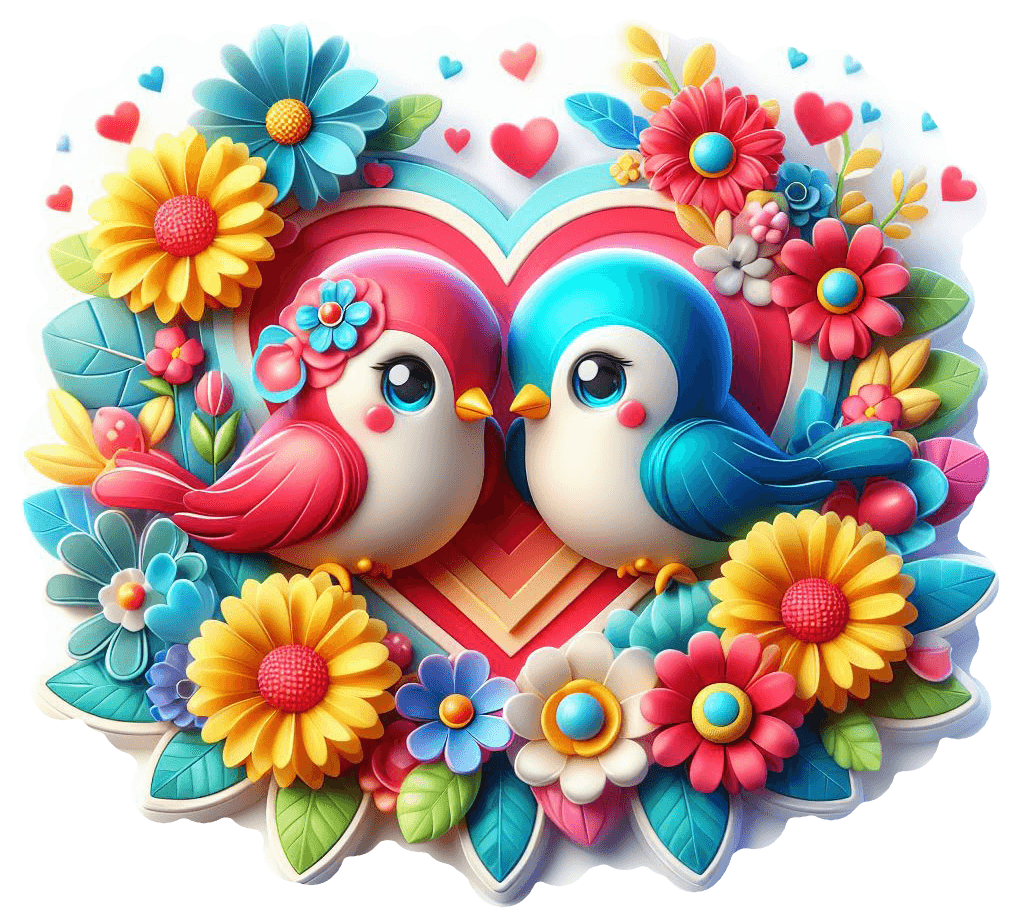 Floral Love Birds - Valentine's Sticker 