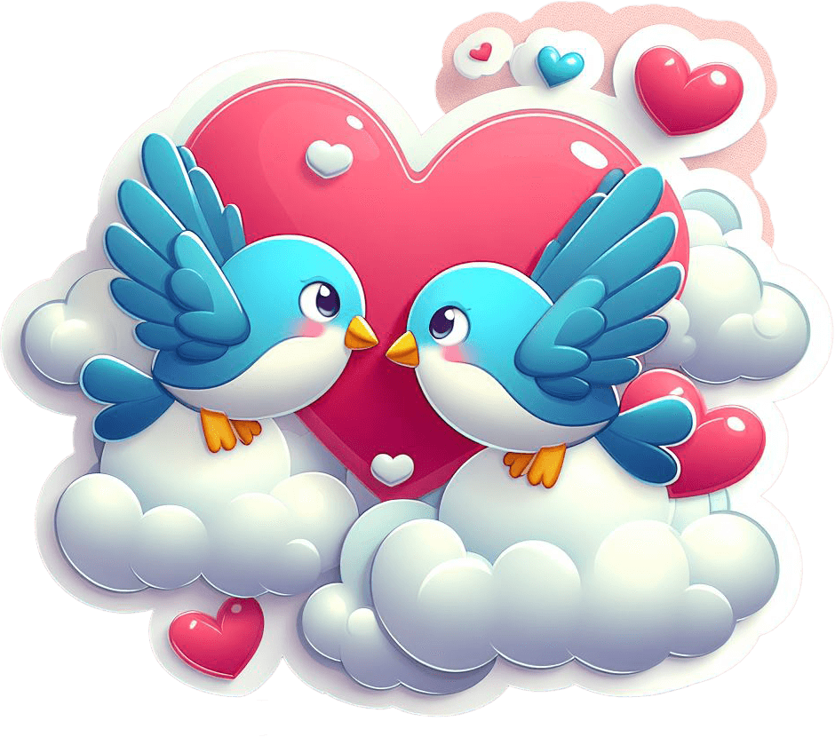 Love Birds On A Cloud - Valentine's Sticker 