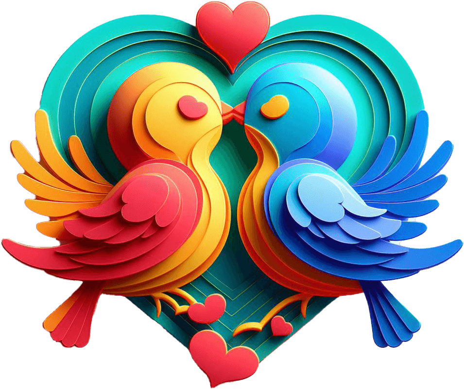 Sweetheart Songbirds - Valentine's Day Love Birds Sticker 