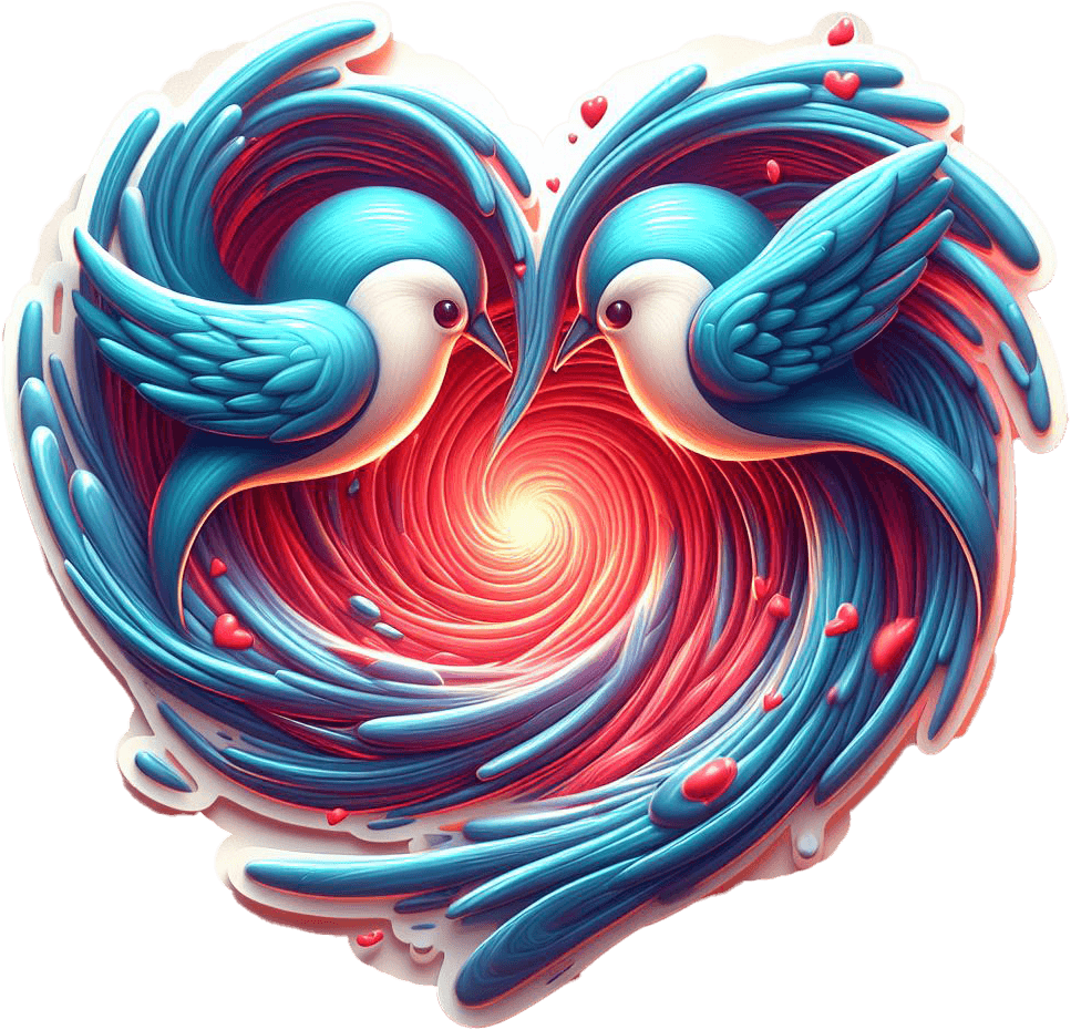 Infinite Love Spiral Lovebirds Valentine's Day Sticker 