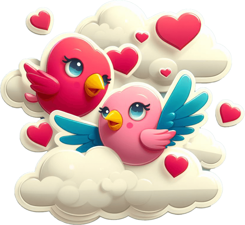 Cuddling Love Birds On Cloud Nine Valentine's Sticker 