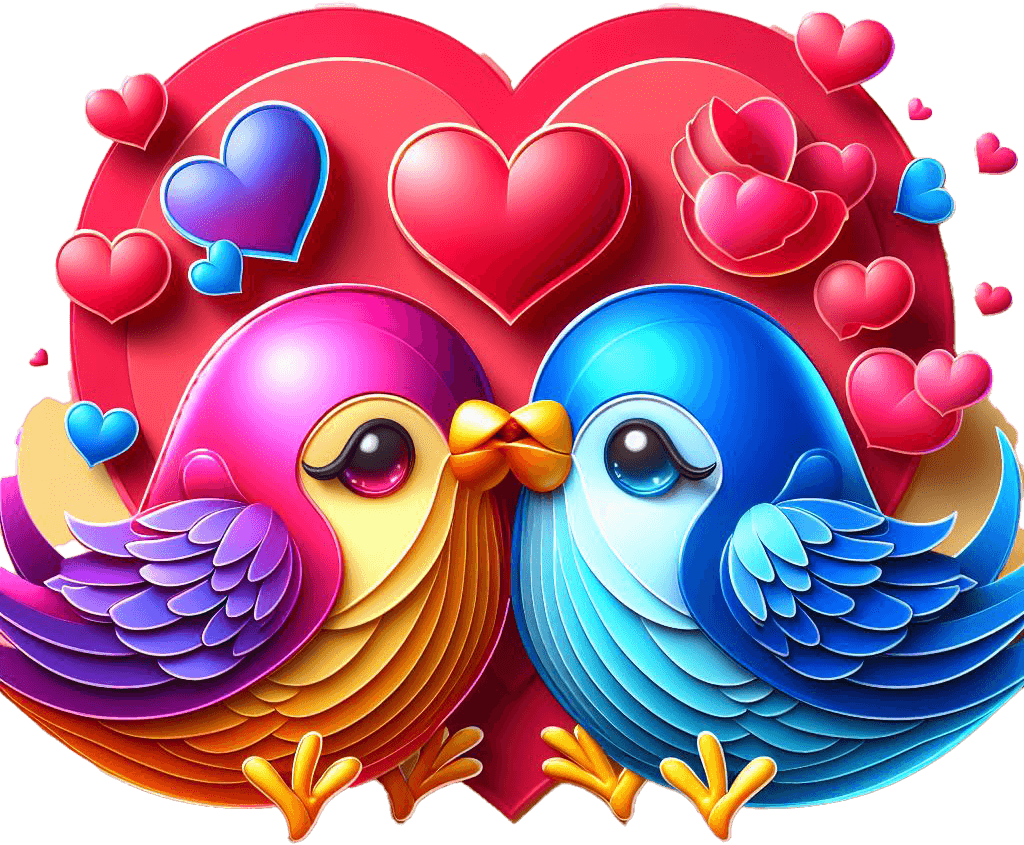 Heart-shaped Love Birds Valentine's Sticker 