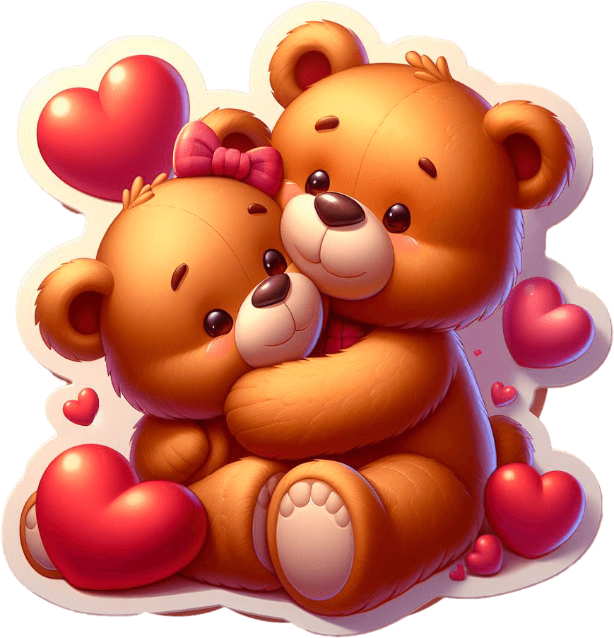 Teddy Bear Couple Hug Valentine's Day Sticker 