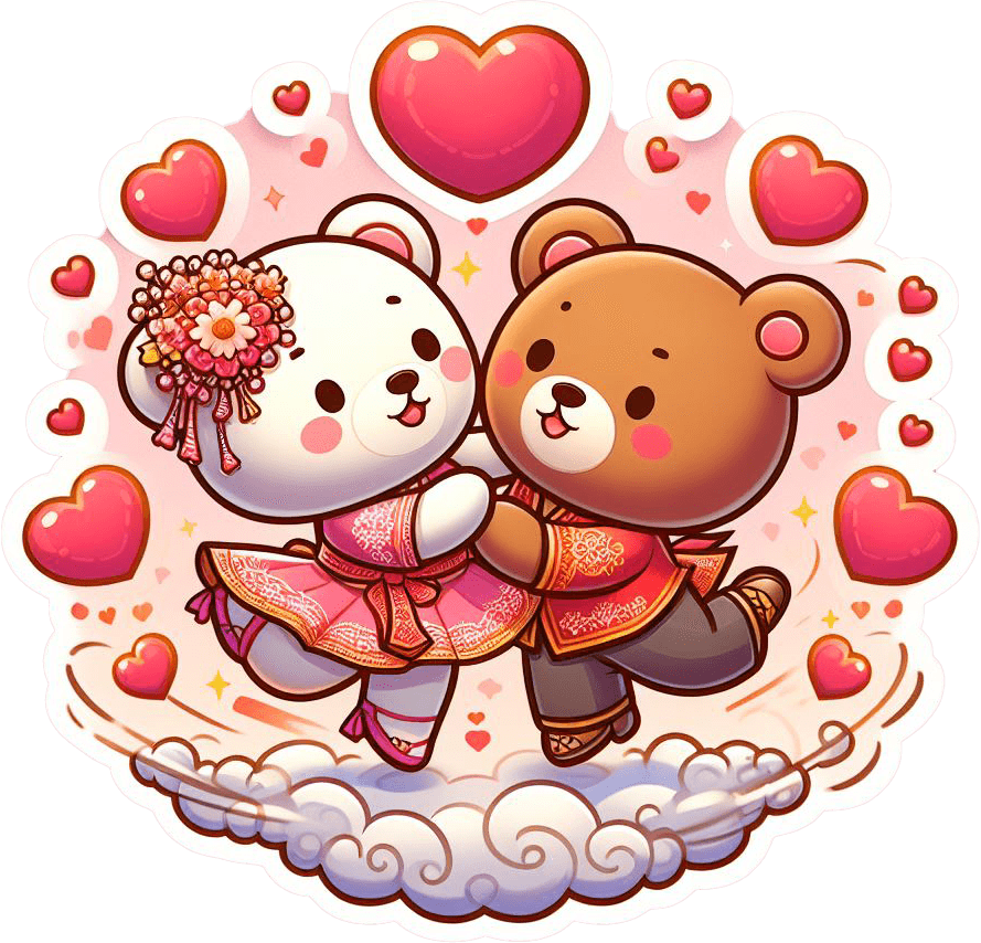 Traditional Love Teddy Bears Valentine's Sticker 