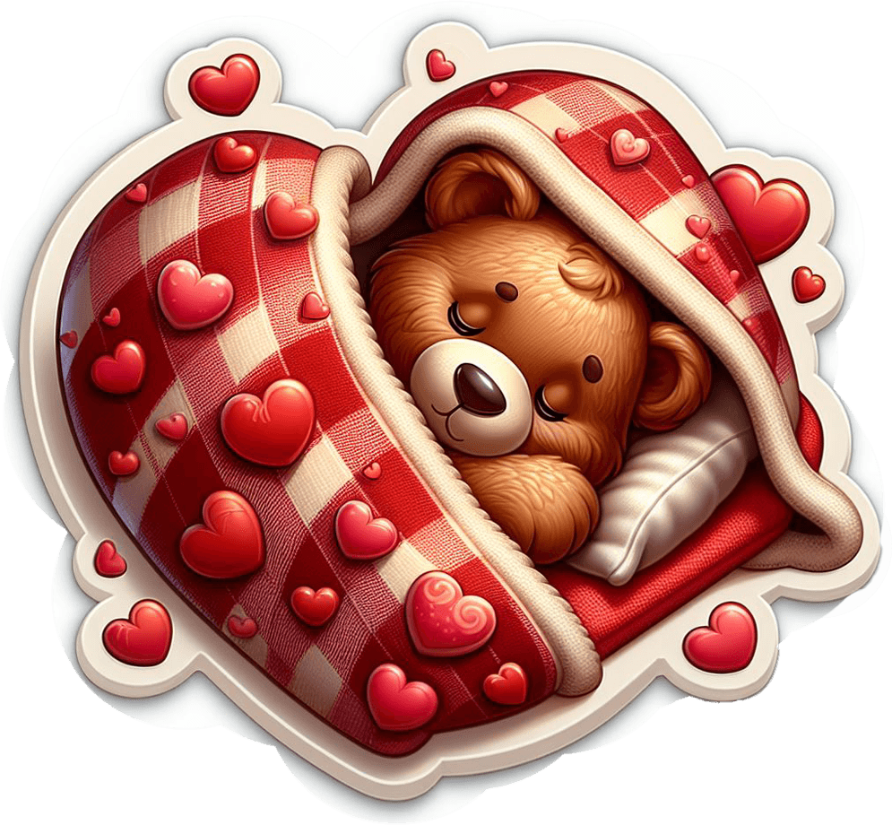 Snug As A Bear Valentine's Heart Blanket Sticker 