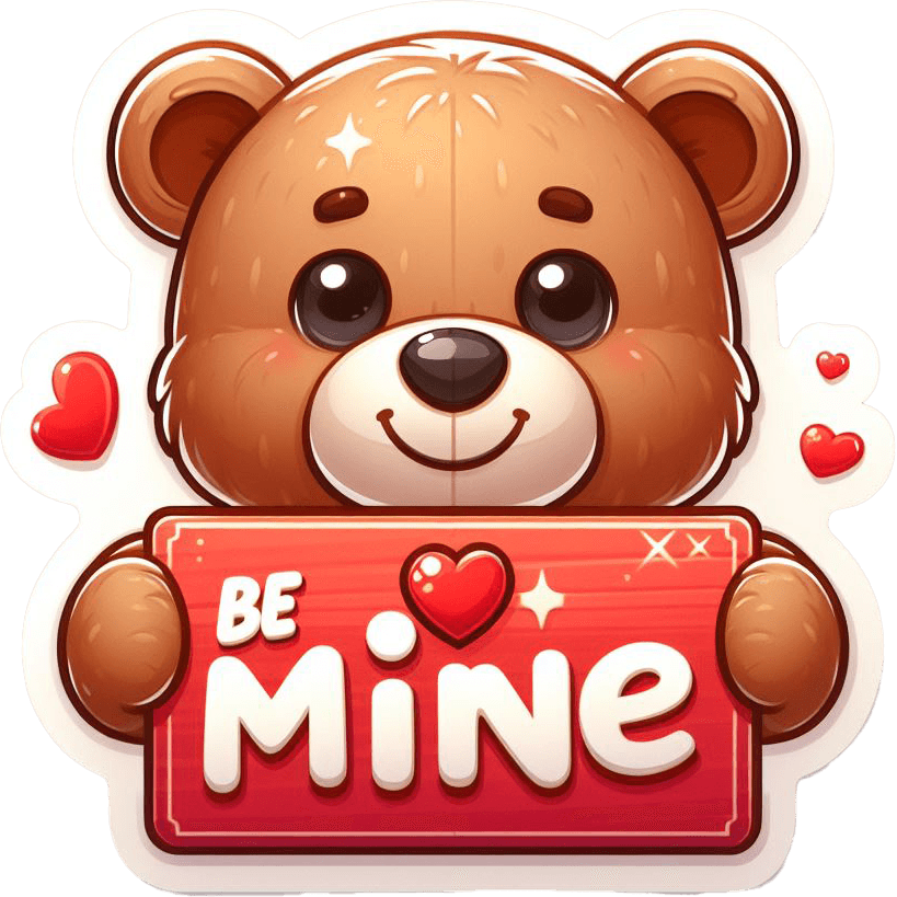 Be Mine Teddy Bear Valentine's Sticker 