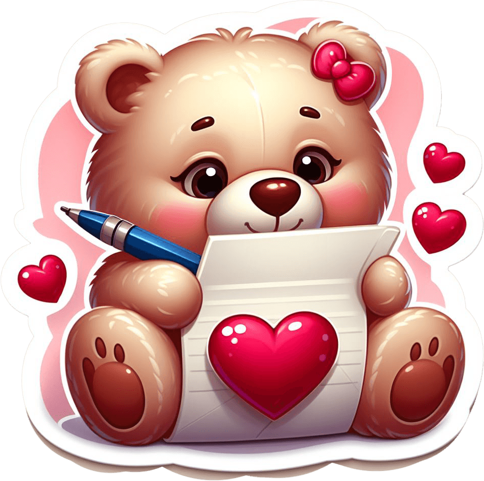 Teddy Bear Love Letter Valentine's Sticker 