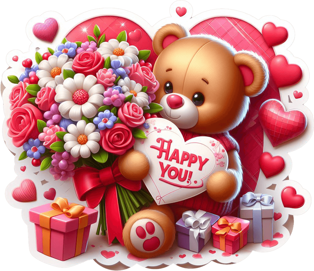 Teddy Bear's Valentine's Bouquet & Gifts Sticker 