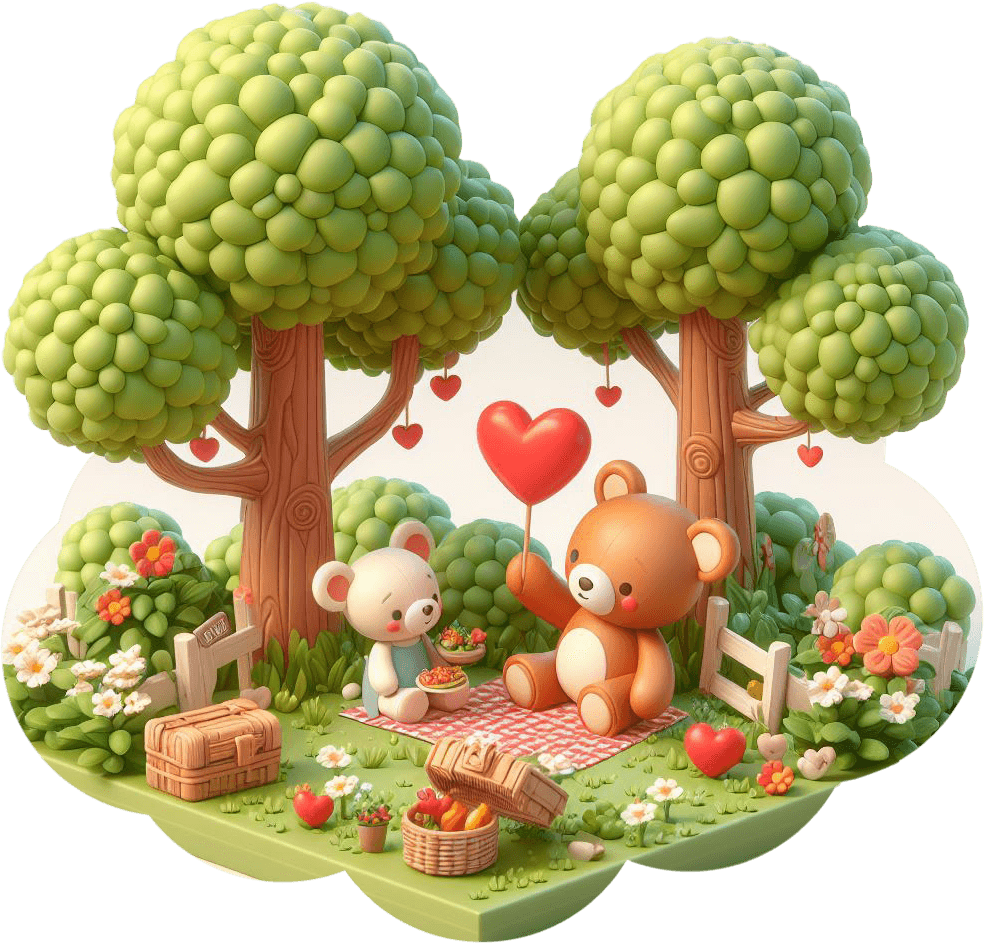 Teddy Bear Valentine's Picnic Under The Trees Sticker 