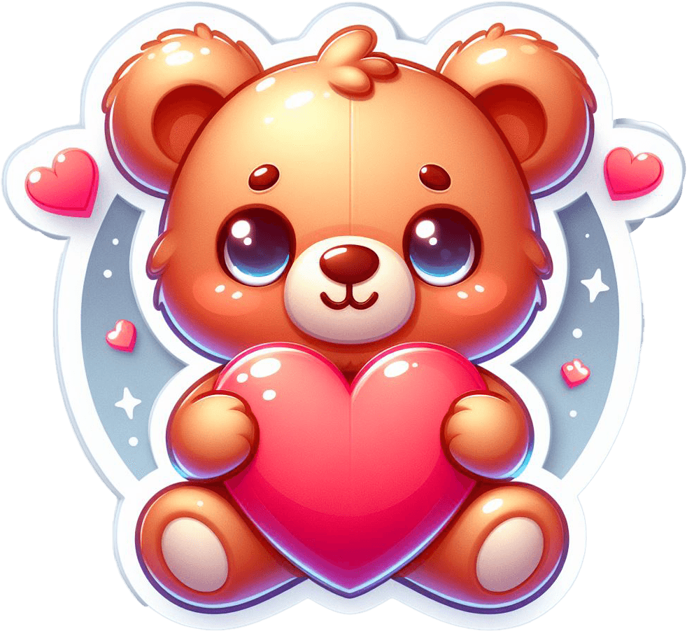 Caring Teddy Bear With Heart Valentine's Sticker 