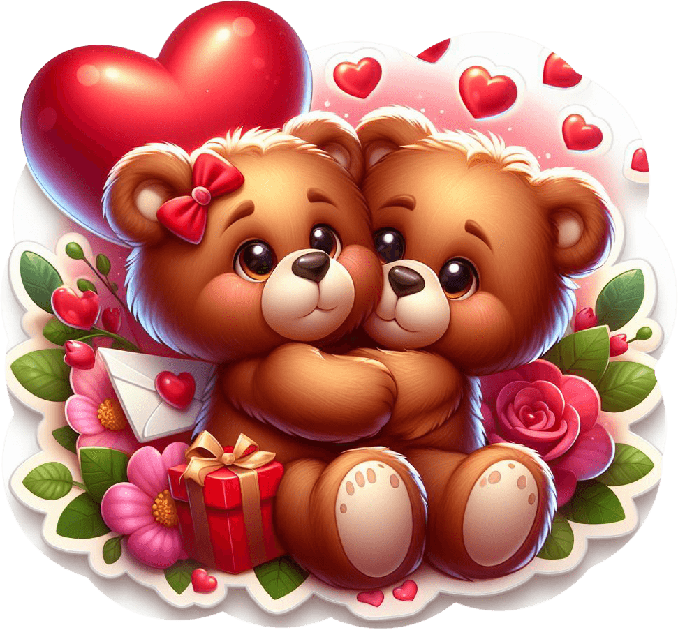 Teddy Bear Love Letter And Gift Valentine's Sticker 