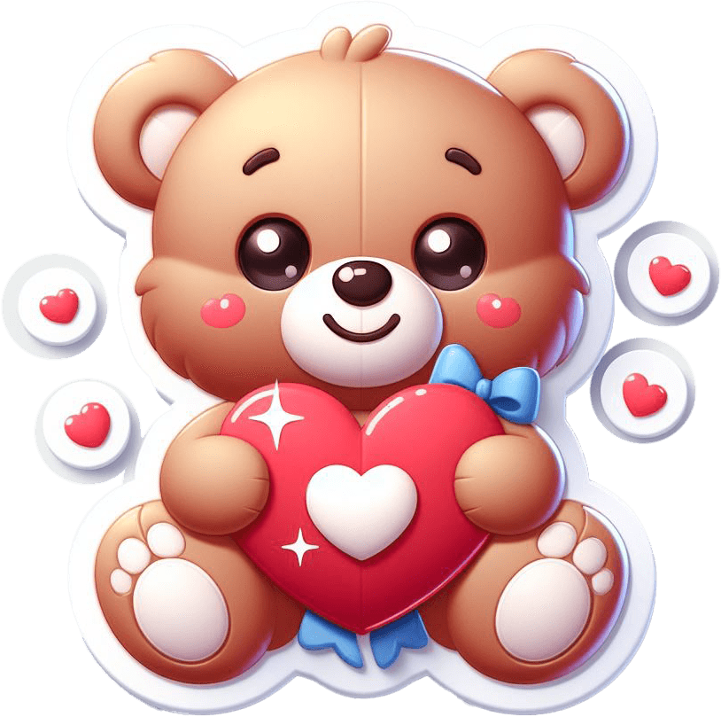 Adorable Teddy Bear Holding 'be Mine' Heart Sticker 
