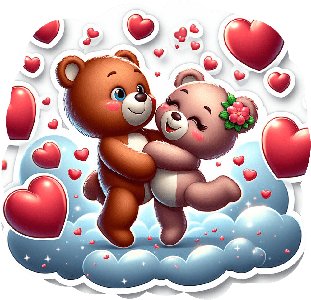 Loving Teddy Bear Couple Embrace Valentine's Sticker 